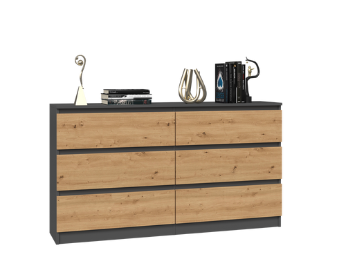Komoda MALWIN S6 140CM - Antracyt / Dąb Artisan