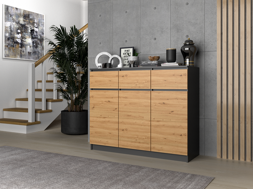 Komoda VITEK D3S3 - Antracyt / Dąb Artisan