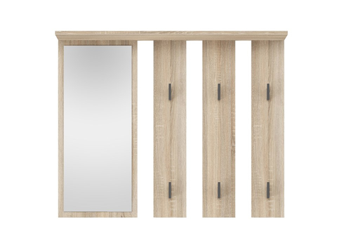 Wieszak ścienny z lustrem LARMA - Dąb Sonoma