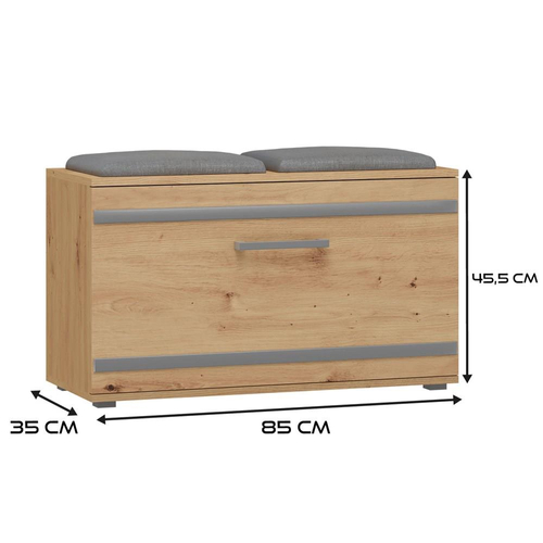 Szafka na obuwie z siedziskiem PALO - Dąb Artisan