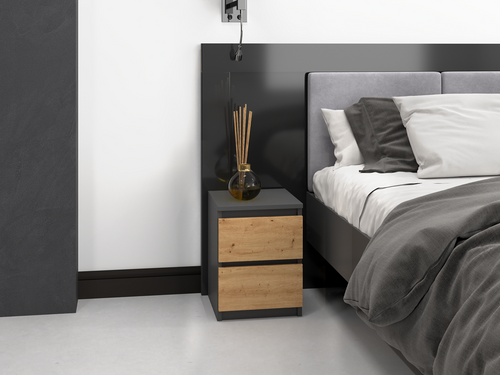 Szafka nocna MALWIN S2 - Antracyt / Dąb Artisan