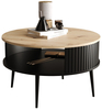 Stolik kawowy okrągły MOONDAY - Artisan/Czarny/Lamele Czarne