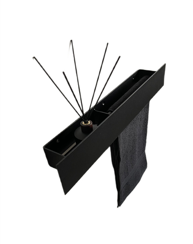 Wieszak Uchwyt na ręcznik wiszący z półką ALTRO P 60CM - Czarny