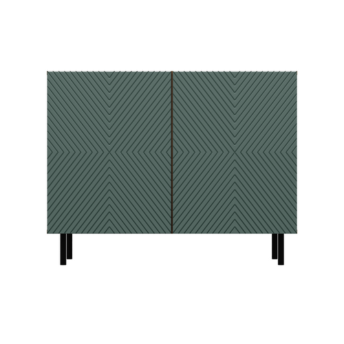 Komoda z ryflowanymi frontami ORON 4X - Dąb Artisan/Zieleń
