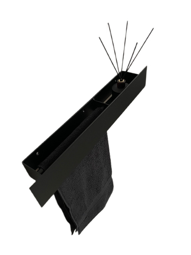 Wieszak Uchwyt na ręcznik wiszący z półką ALTRO L 60CM - Czarny