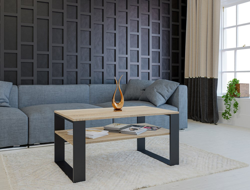 Stolik kawowy ława SIGMA 1L - Dąb Sonoma/Czerń