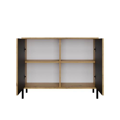 Komoda z Lamelami 103cm MISEL 2L - Dąb Artisan/Czarny