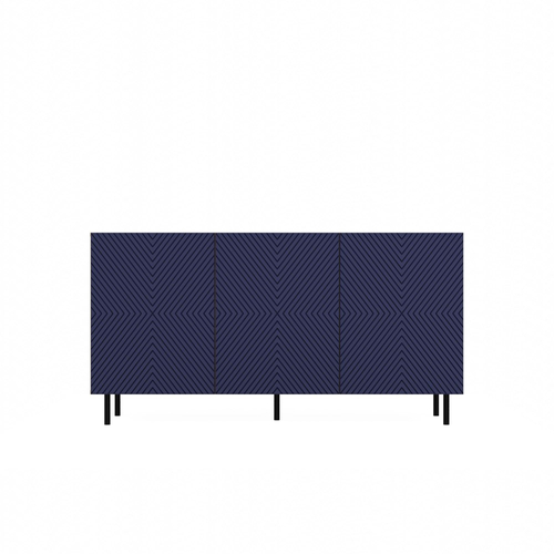 Komoda z ryflowanymi frontami ORON 3D 4X 150cm - Dąb Artisan/Granatowy