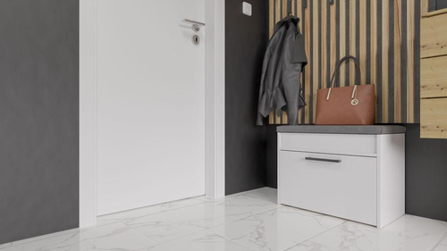 Szafka na obuwie z siedziskiem LARMA MINI - Biel Mat