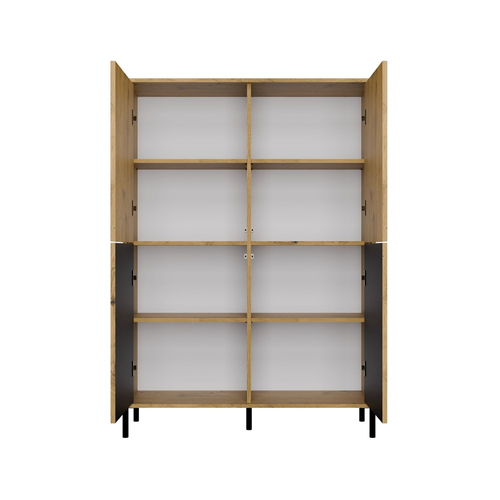 Witryna z lamelami 103cm MISEL 2L2G - Dąb Artisan/Czarny