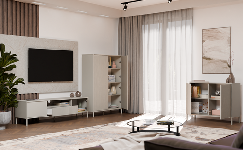 Witryna z lamelami 103cm MISEL 2LG - Kaszmir