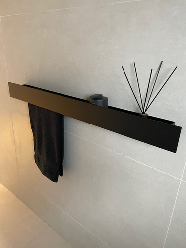 Wieszak Uchwyt na ręcznik wiszący z półką ALTRO L 100CM - Czarny