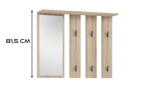 Wieszak ścienny z lustrem LARMA - Dąb Sonoma