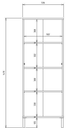 Witryna z lamelami 53cm MISEL 1L - Kaszmir
