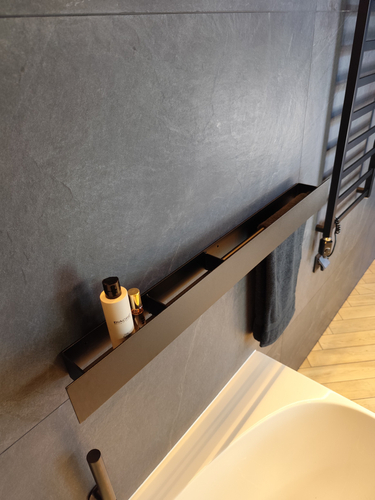 Wieszak Uchwyt na ręcznik wiszący z półką ALTRO P 100CM - Czarny