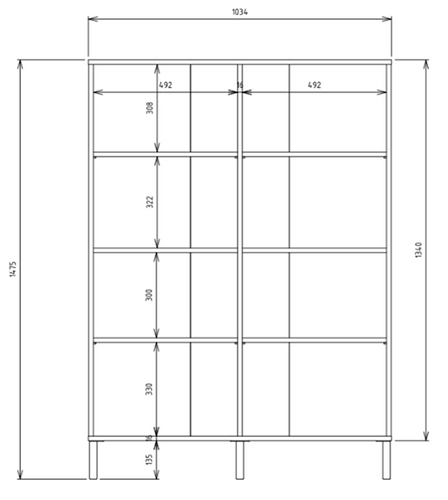 Witryna z lamelami 103cm MISEL 2LG - Kaszmir