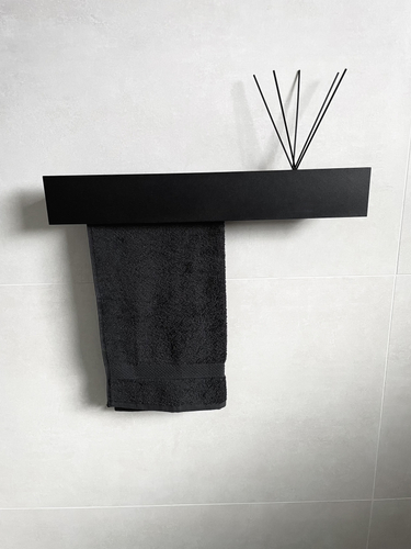 Wieszak Uchwyt na ręcznik wiszący z półką ALTRO L 60CM - Czarny