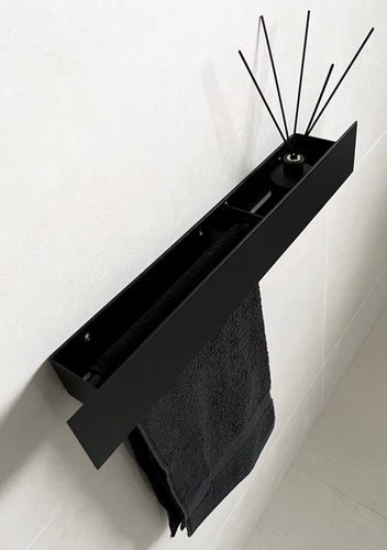 Wieszak Uchwyt na ręcznik wiszący z półką ALTRO L 60CM - Czarny