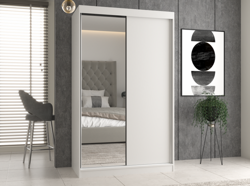 Szafa Przesuwna Dwudrzwiowa z Lustrem GAIKO 1L 120CM - Biel