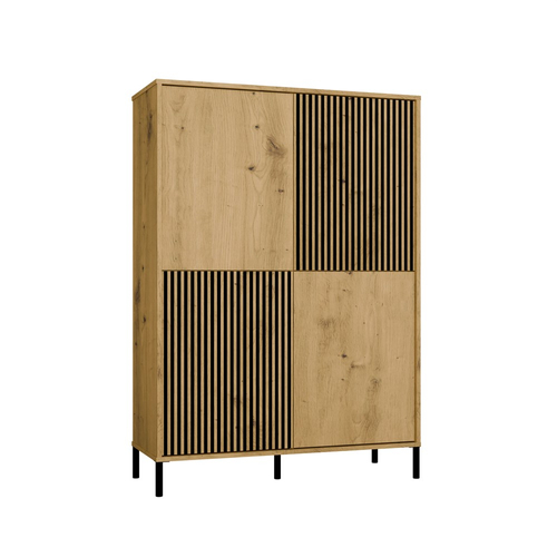 Witryna z lamelami 103cm MISEL 2L2G - Dąb Artisan/Czarny