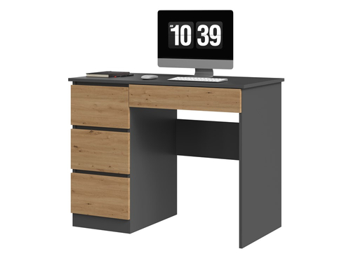 Biurko komputerowe DEVO D2 LEWE - Antracyt Dąb Artisan