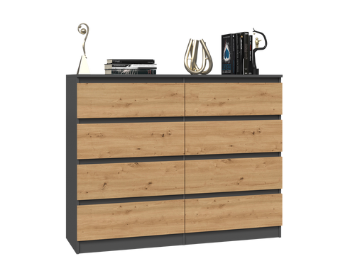 Komoda MALWIN S8 120CM - Antracyt / Dąb Artisan