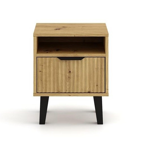 Szafka nocna z lamelami PIAZZA 1S - Dąb Artisan