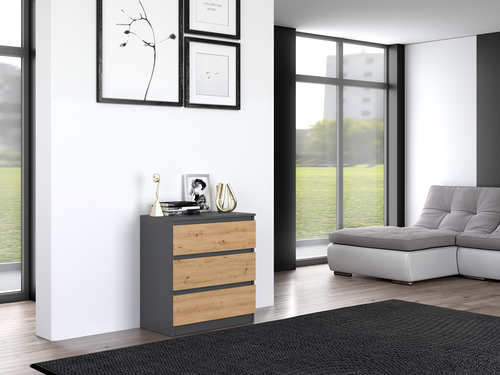 Komoda szafka MALWIN S3 - Antracyt / Dąb Artisan