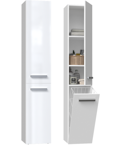 Szafka łazienkowa słupek ATRI 2DL1K - Biel Połysk