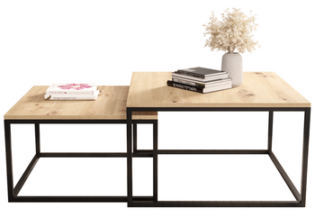 Zestaw dwóch kwadratowych stolików MJU - Dąb Artisan