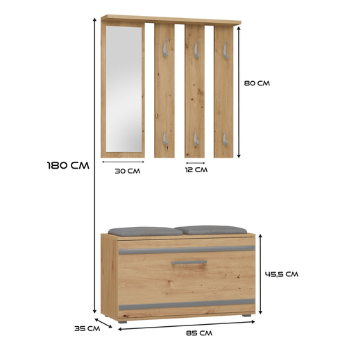 Garderoba przedpokojowa PALO - Dąb Artisan