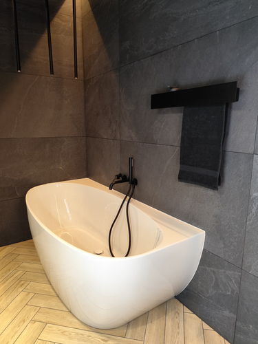 Wieszak Uchwyt na ręcznik wiszący z półką ALTRO P 60CM - Czarny