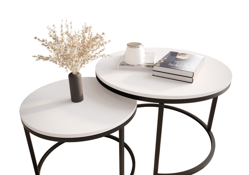Zestaw dwóch okrągłych stolików MJU MIDI - Biel Mat