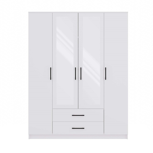 Szafa garderoba z lustrem KLAMBI 160CM - Biel Mat