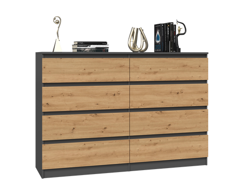 Komoda MALWIN S8 140CM - Antracyt / Dąb Artisan