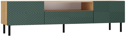 Szafka RTV ORON 4X 160 cm - Dąb Artisan/Zieleń