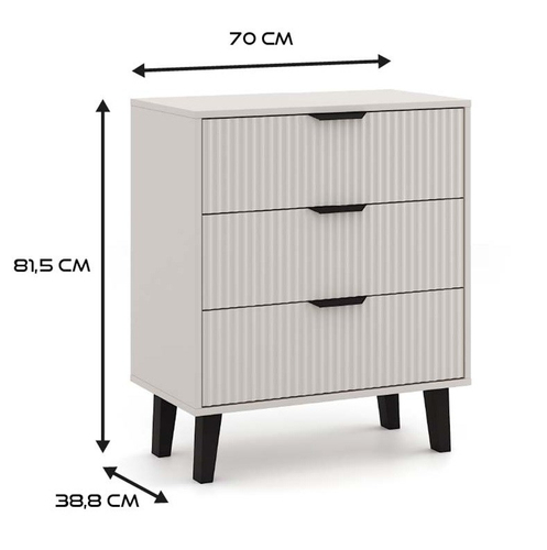 Komoda z lamelami i szufladami Piazza 3S 70cm - Kaszmir