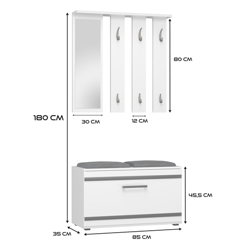 Garderoba przedpokojowa PALO - Biel Mat
