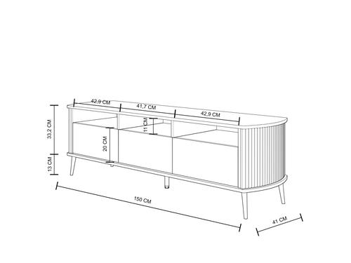 Szafka RTV z lamelami MOONDAY 150cm - Dąb Artisan