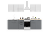 Zestaw mebli kuchennych CUCINA 32 - Akryl Szary połysk/ Akryl Biały połysk/ blat Dąb Sonoma - 200 cm