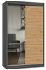 Szafa Przesuwna Dwudrzwiowa z Lustrem i Szprosami GAIKO 1LS 120CM - Antracyt/Dąb Artisan