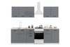 Zestaw mebli kuchennych CUCINA 32 - Akryl Szary połysk/ blat Dąb Sonoma - 200 cm