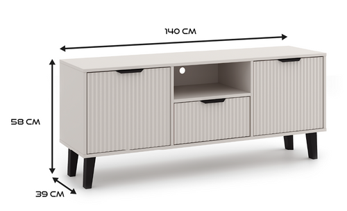 Szafka RTV z lamelami 140cm PIAZZA - Kaszmir