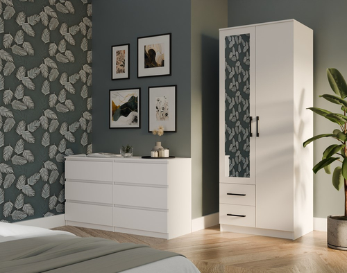 Szafa garderoba z lustrem KLAMBI 80CM - Biel Mat