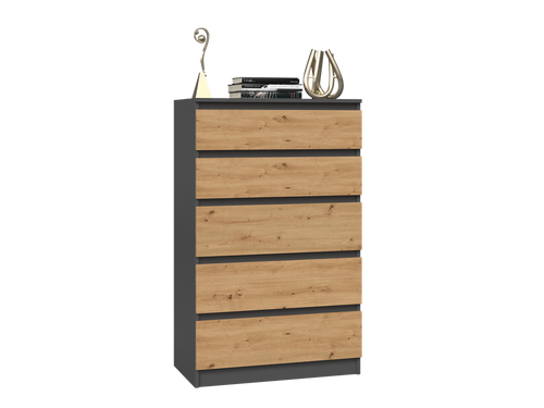 Komoda MALWIN S5 - Antracyt / Dąb Artisan