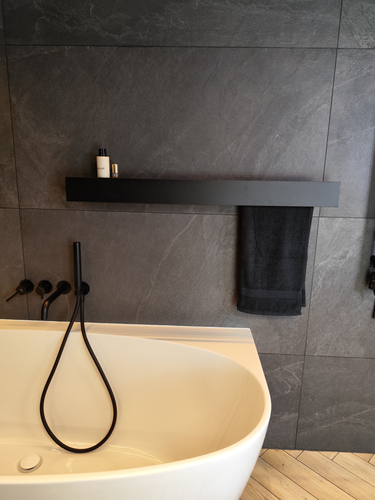 Wieszak Uchwyt na ręcznik wiszący z półką ALTRO P 100CM - Czarny