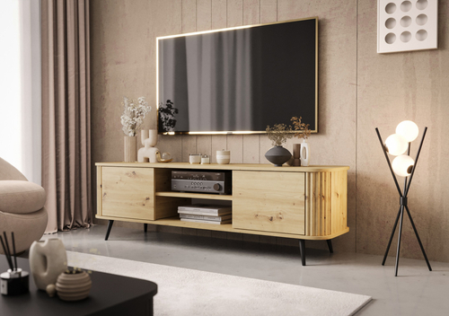 Szafka RTV z lamelami MOONLIGHT 150cm - Dąb Artisan
