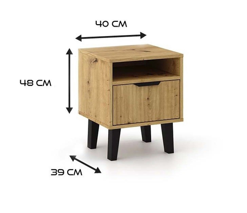 Szafka nocna z lamelami PIAZZA 1S - Dąb Artisan